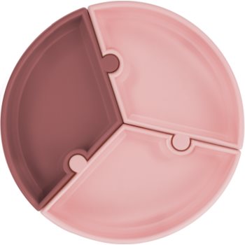 Minikoioi Puzzle Pink/ Rose farfurie compartimentată cu ventuză-Minikoioi
