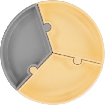 Minikoioi Puzzle Grey/ Yellow farfurie compartimentată cu ventuză-Minikoioi