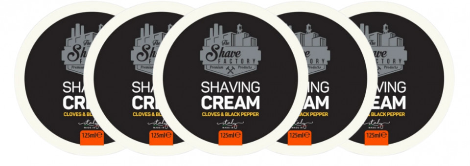 The Shave Factory Pachet 4+1 Crema de ras pentru barbati Cloves&Black Pepper 125ml-Marketing